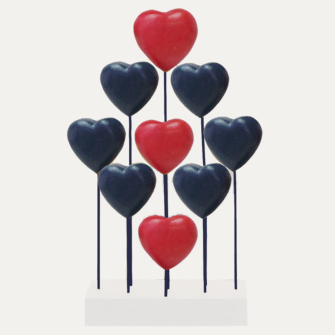 Red Blue White USA Flag Hearts Handmade Wooden Sculpture - Decozen