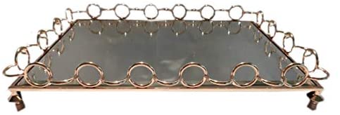 Glass Serving Tray with Ring Accents Design - Decozen