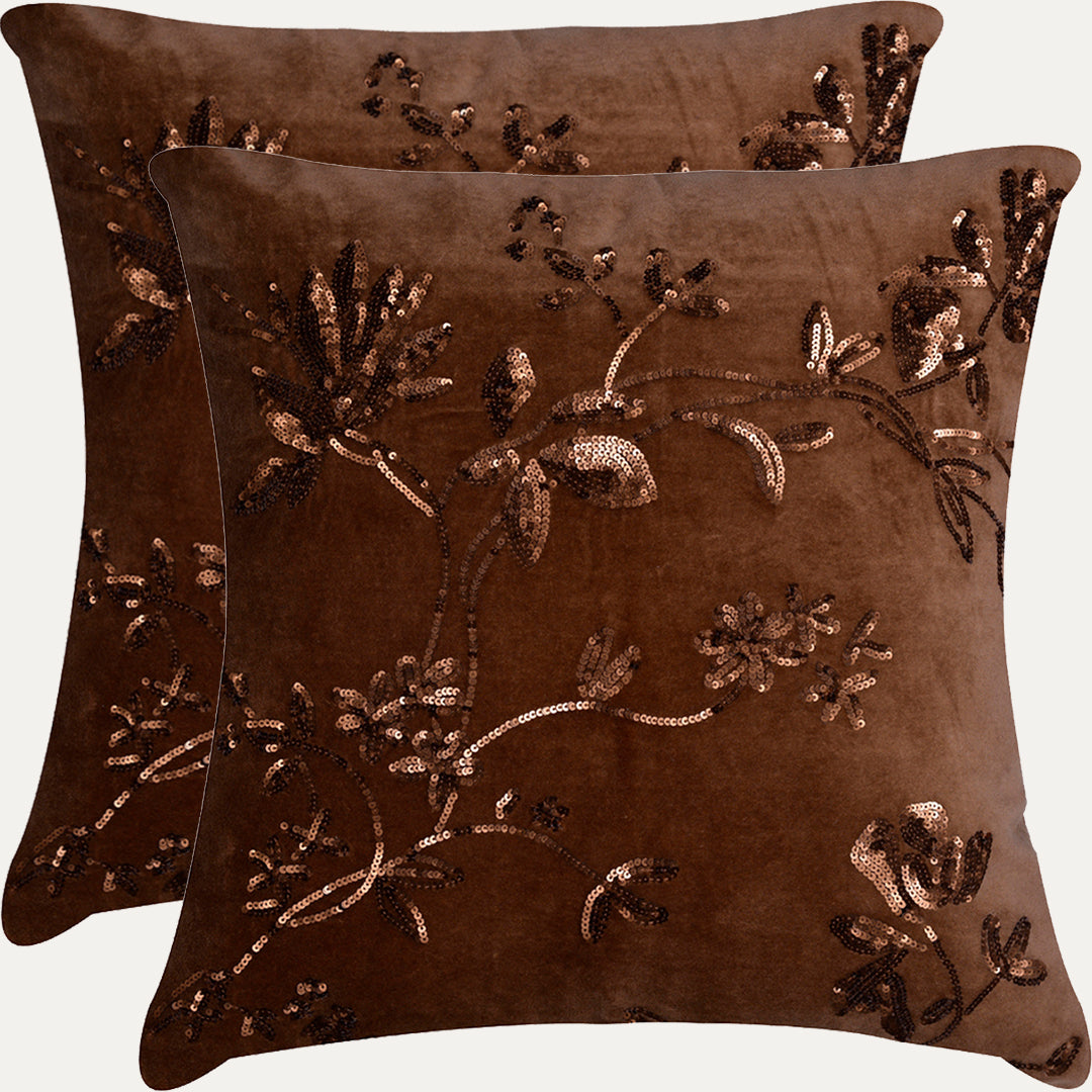 Elegant Embroidered Throw Pillow Covers - Set of 4 - Decozen