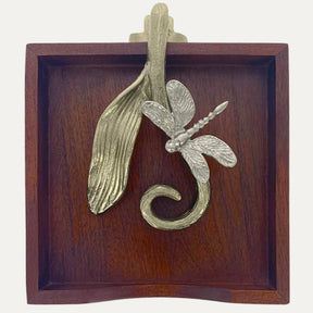 Solid Wood Napkin Holder with Silver and Gold Finish Ornament - Decozen