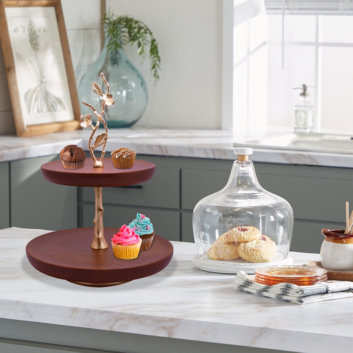 2 Tier Wood Cake Stand