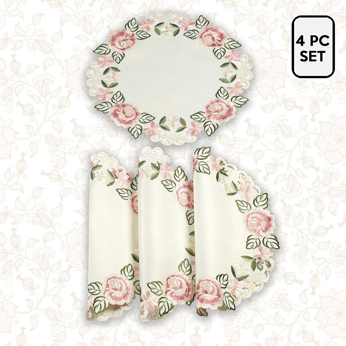 Round Linen Placemat Doilies - Set of 4 - Decozen