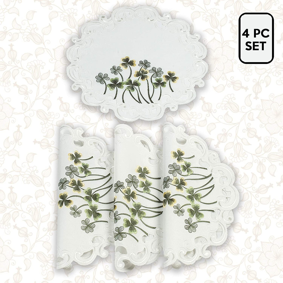 Round Linen Placemat Doilies - Set of 4 - Decozen