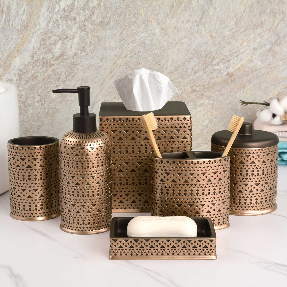 Elegant Bathroom Accessories - Set of 6 - Decozen