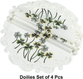 Round Linen Placemat Doilies - Set of 4 - Decozen