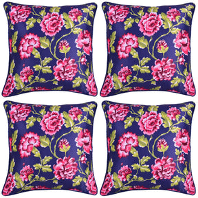 Floral Printed Throw Pillow Covers - Set of 4 - Decozen