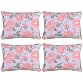 Floral Printed Throw Pillow Covers - Set of 4 - Decozen
