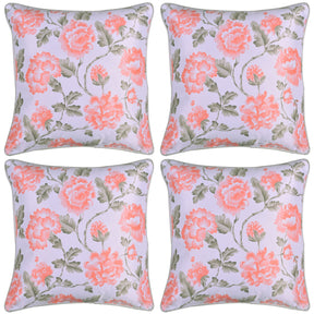 Floral Printed Throw Pillow Covers - Set of 4 - Decozen