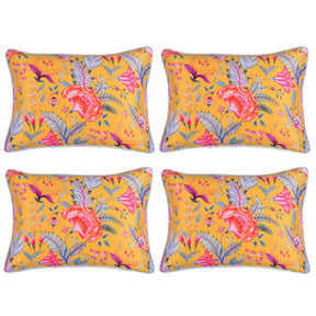 Floral Printed Throw Pillow Covers - Set of 4 - Decozen