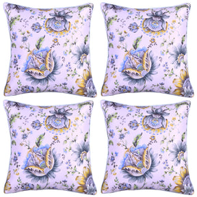 Floral Printed Throw Pillow Covers - Set of 4 - Decozen