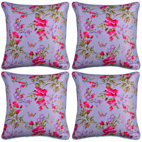 Floral Printed Throw Pillow Covers - Set of 4 - Decozen