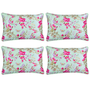 Floral Printed Throw Pillow Covers - Set of 4 - Decozen