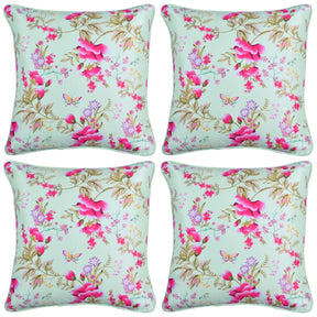 Floral Printed Throw Pillow Covers - Set of 4 - Decozen