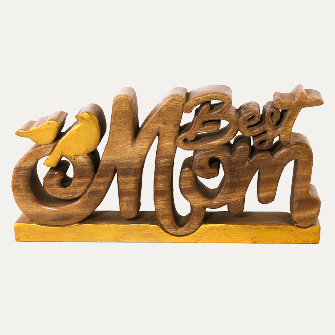 Best Mom Handmade Wooden Sculpture - Decozen