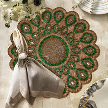 Festive Design Beaded Placemats - Set of 2 - Decozen