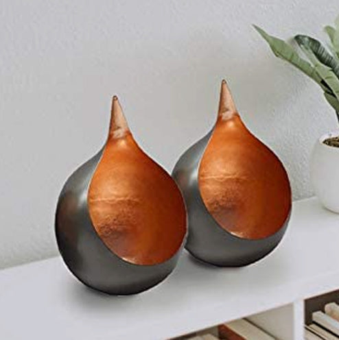 Copper and Black Tea-Light Candle Holders - Set of 2 - Decozen