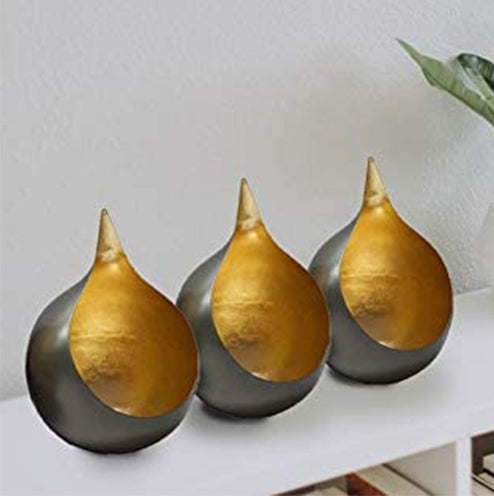 Gold and Black Tea-Light Candle Holders - Set of 3 - Decozen