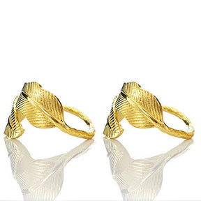 Napkin Rings in Gold Leaf Design - Decozen