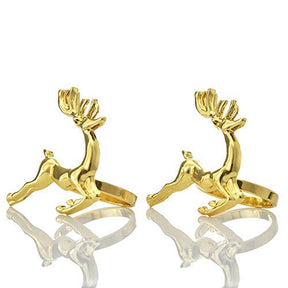 Napkin Rings in Gold Reindeer Design - Decozen
