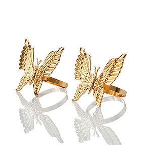 Napkin Rings in Gold Butterfly Design - Decozen