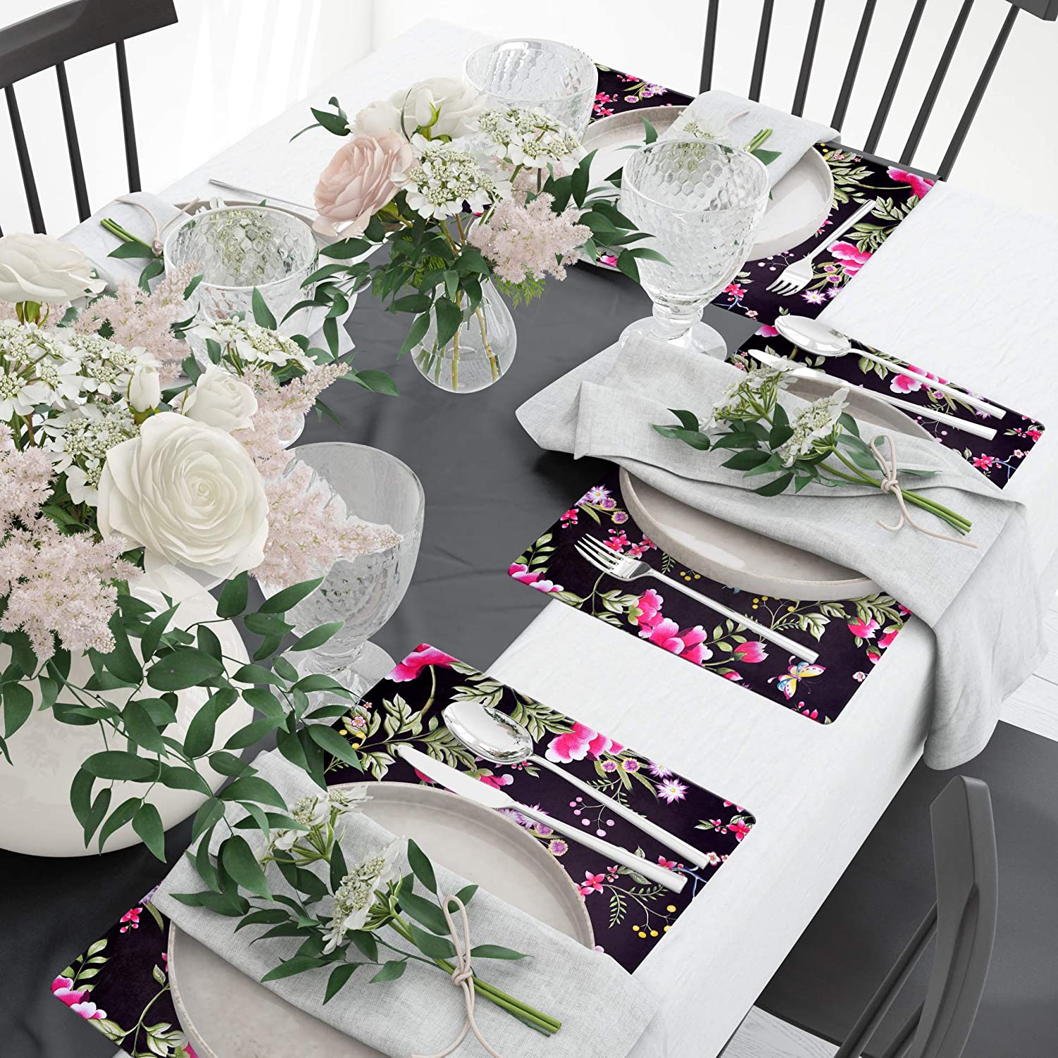 Floral Design Cork Backed Placemats - Decozen