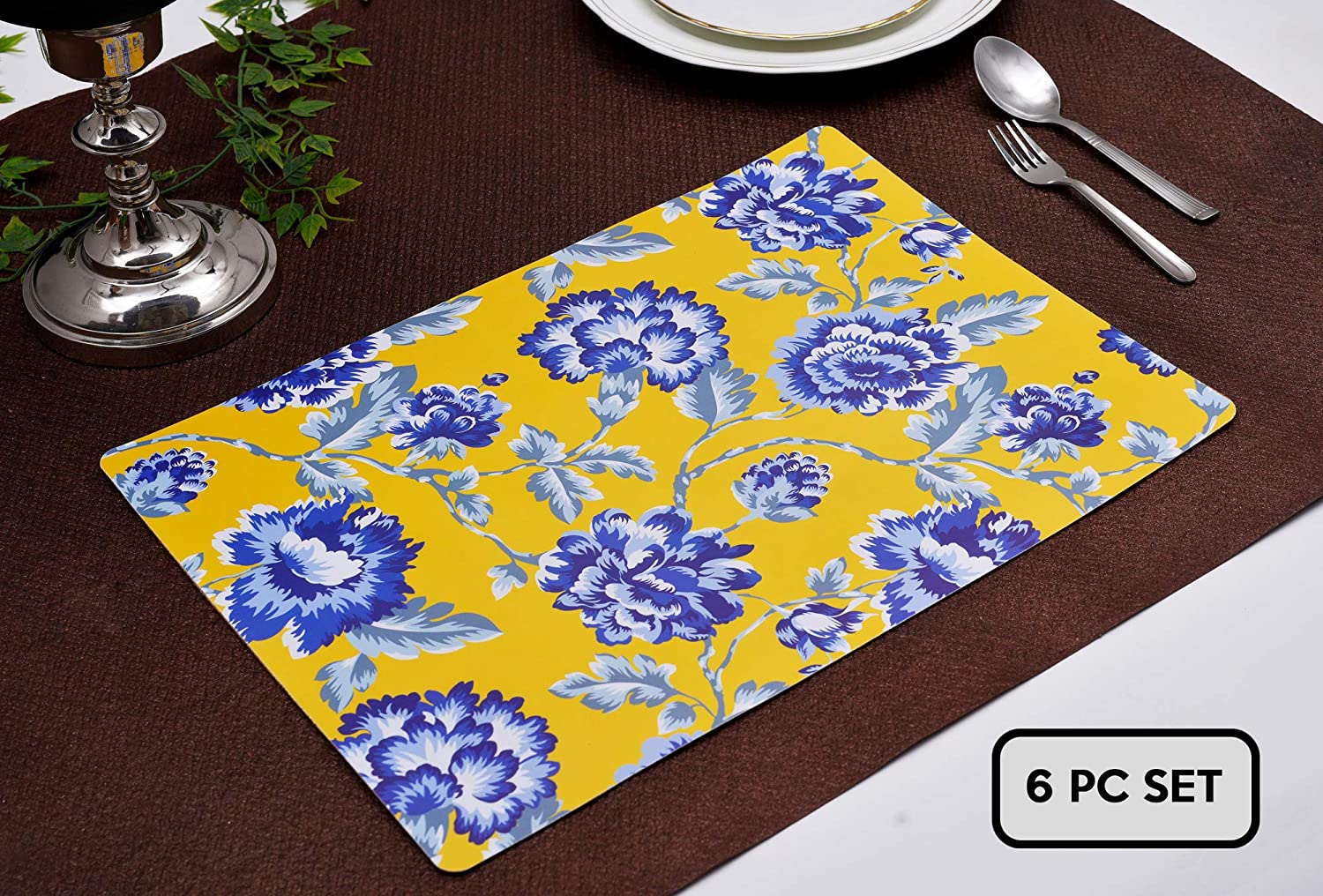 Floral Design Cork Backed Placemats - Decozen