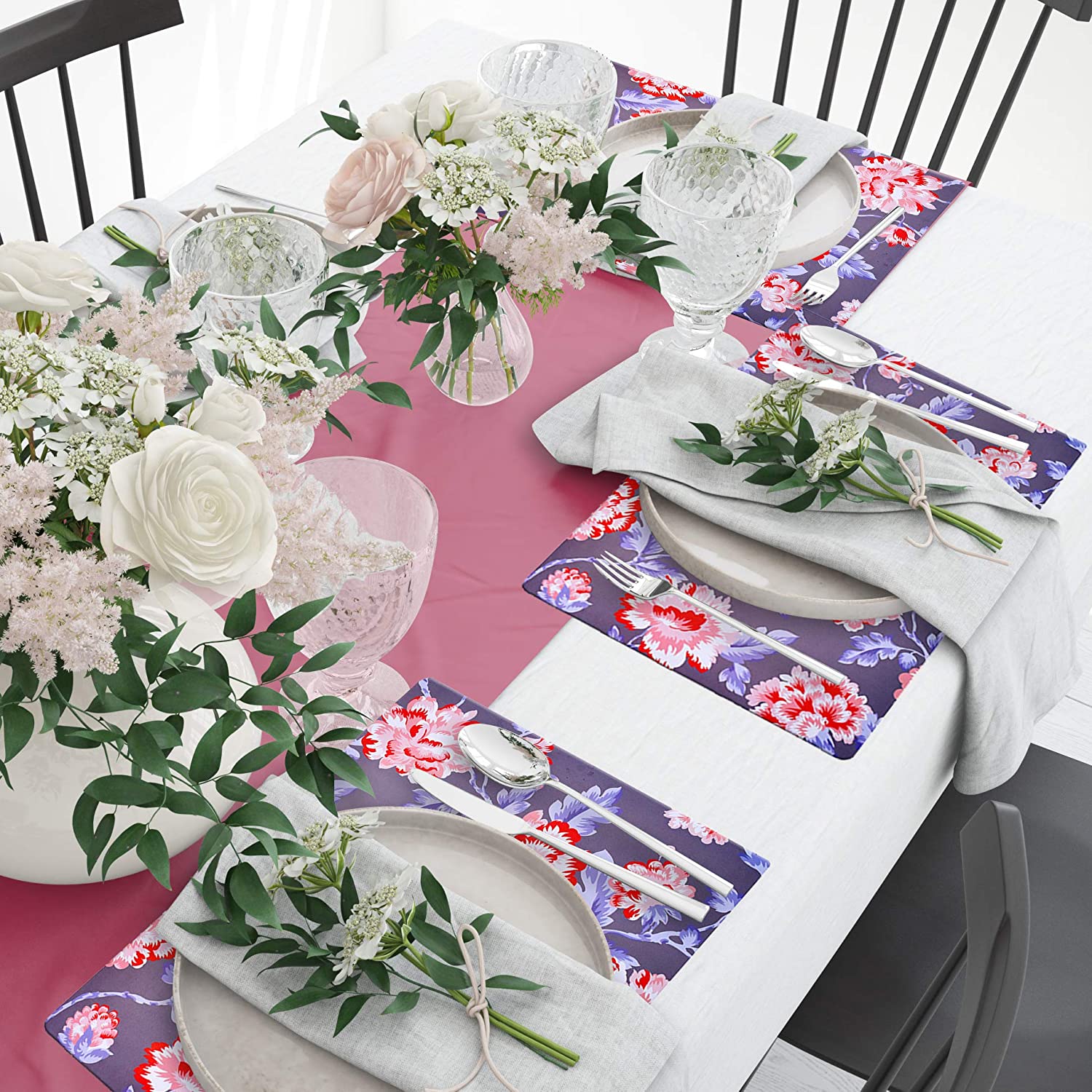 Floral Design Cork Backed Placemats - Decozen