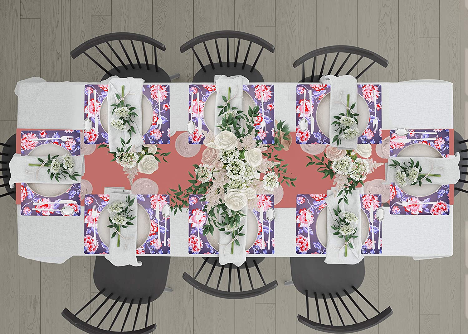 Floral Design Cork Backed Placemats - Decozen