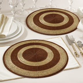 Set of four Dillen Grace beaded placemats from The Dillen Collection, 14-inch elegant decorative table decor for dining.