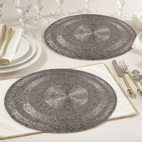 Charliedon Bloom – Beaded Placemats, The Charliedon Collection Artistic Decorative Dining Table Décor 14 inch - Decozen