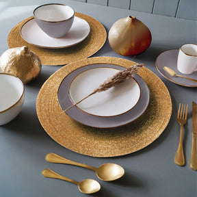 Set of four Hartfo Bloom beaded placemats from the Hartfo Collection, 14-inch artistic decorative dining table décor.