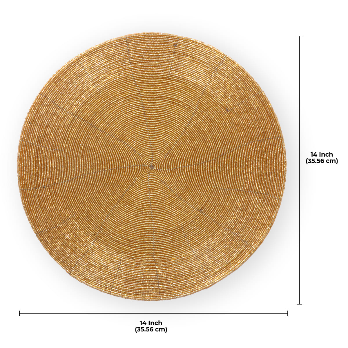 Set of four Hartfo Bloom beaded placemats from The Hartfo Collection, decorative 14-inch table decor with artistic beaded design.