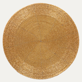 Set of four Hartfo Bloom beaded placemats by BD 036 007, 14-inch artistic decorative tableware for elegant dining.