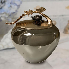 Elegant cotton ball containers from BD-Jar's Arabesque collection, decorative bath décor with intricate design and glossy finish.