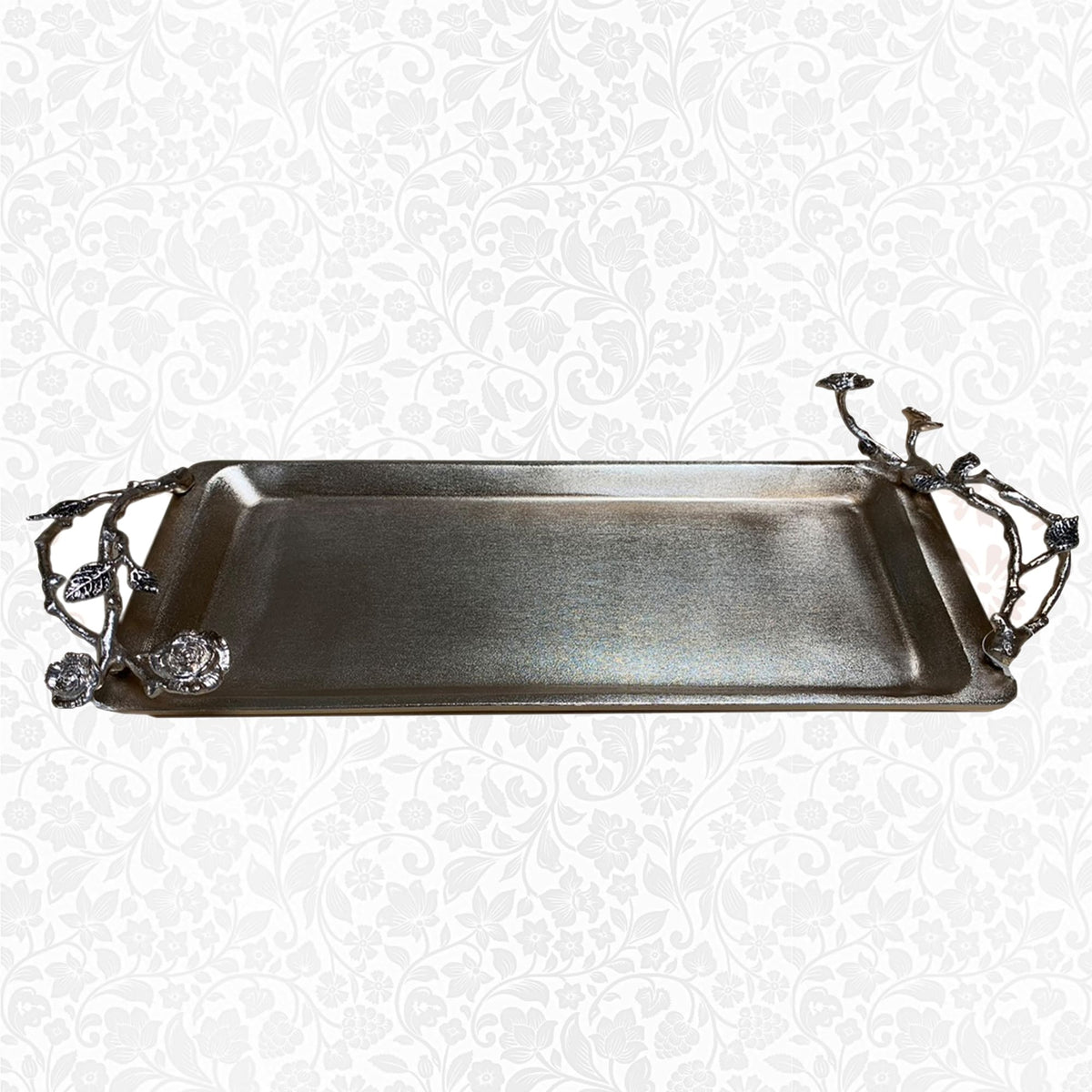 Elegant bathroom vanity tray from BD-Tray's Arabesque collection, featuring intricate design for stylish bath décor.