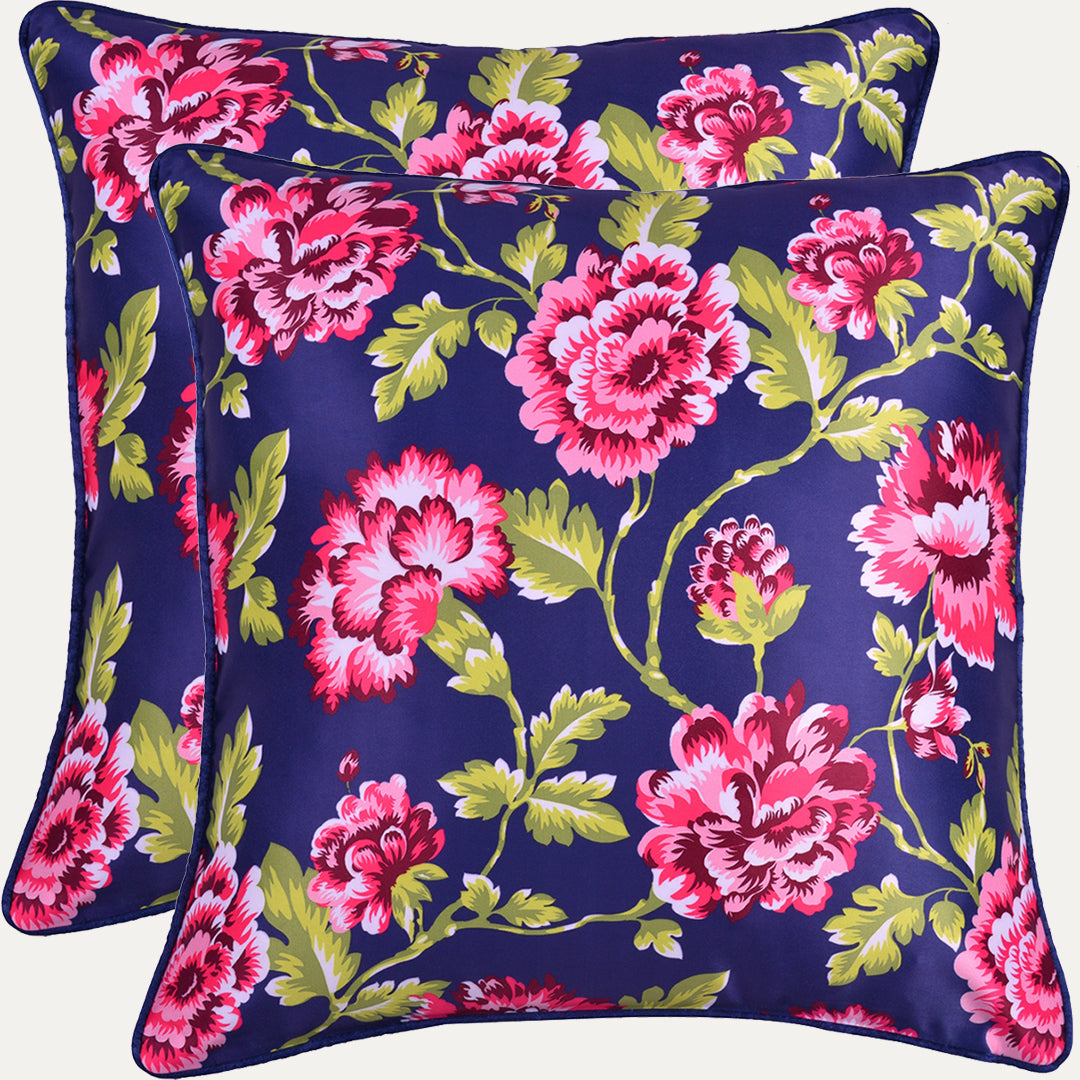 Floral printed throw pillow cover in 20x20 inches, designed for decorative cushions, featuring vibrant flower patterns.