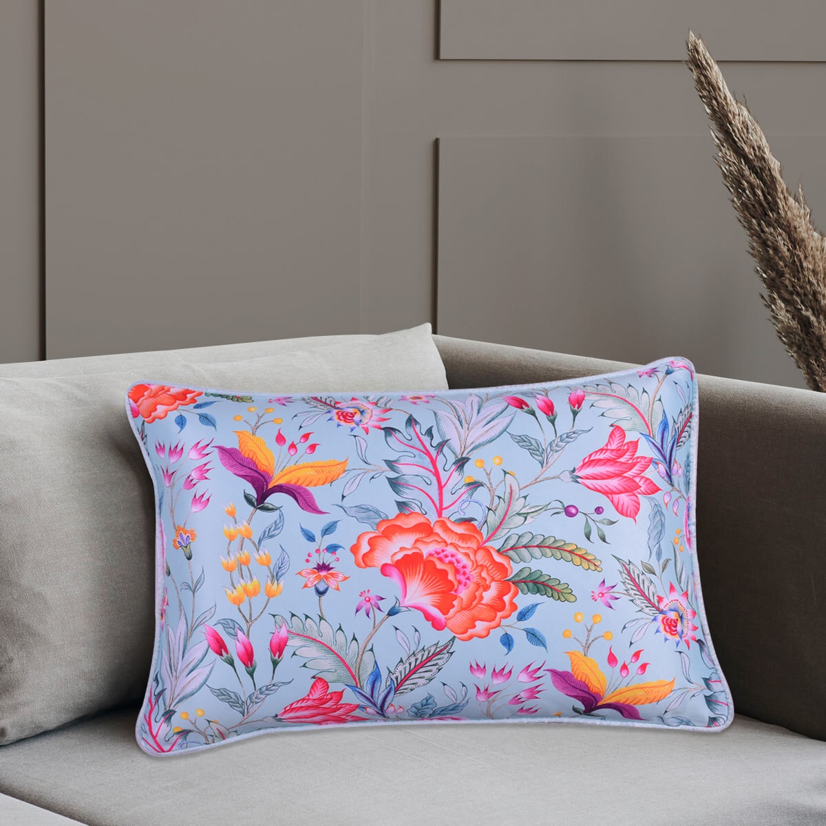 Floral Printed Throw Pillow Covers - 14 x 20 Inches - Decozen