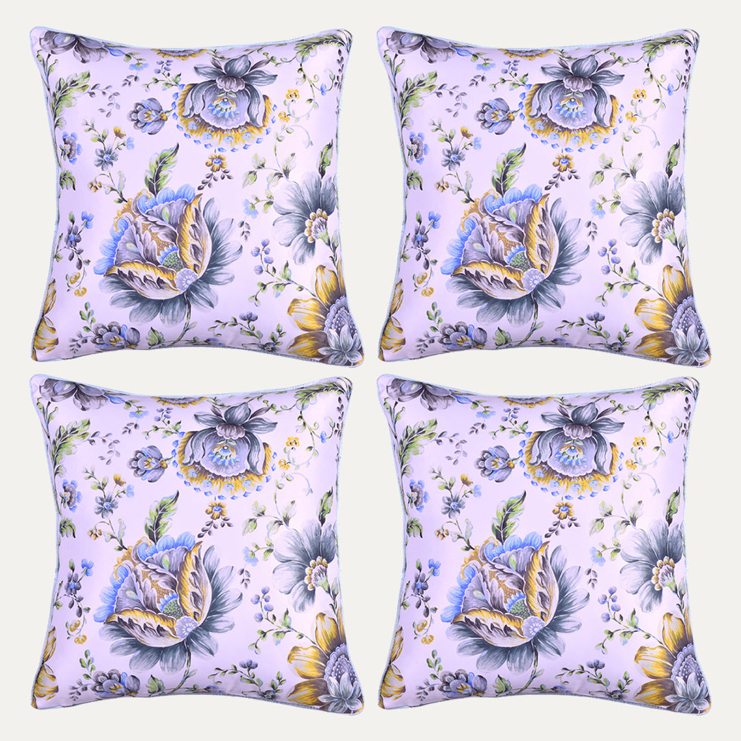 Floral printed throw pillow cover from CC-9699-A-4, 20x20 inches, featuring colorful flower patterns on fabric.