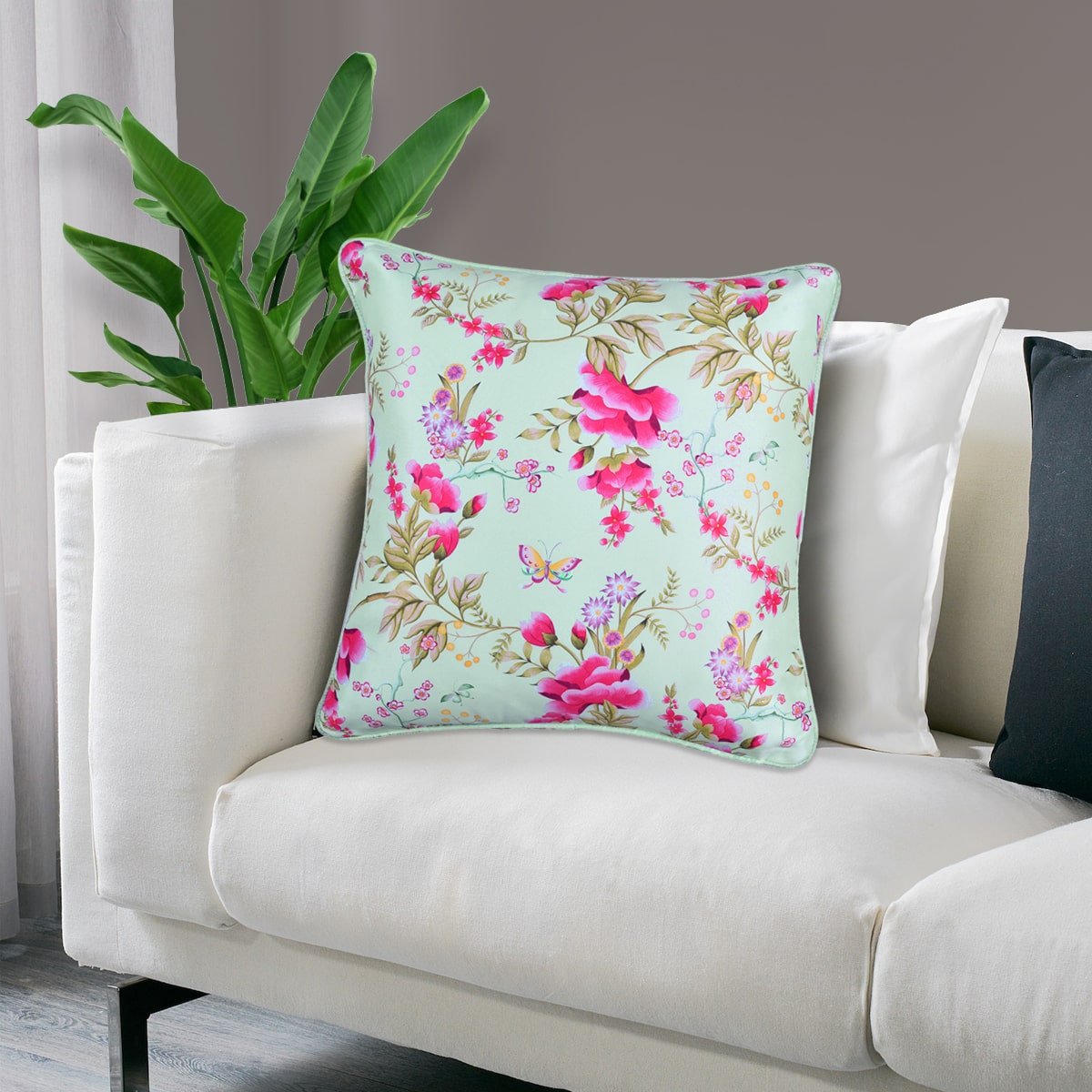 Floral Printed Throw Pillow Covers - 20 x 20 Inches - Decozen