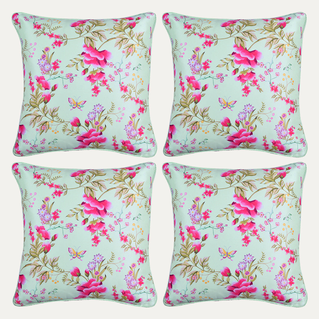 Floral Printed Throw Pillow Covers - 20 x 20 Inches - Decozen