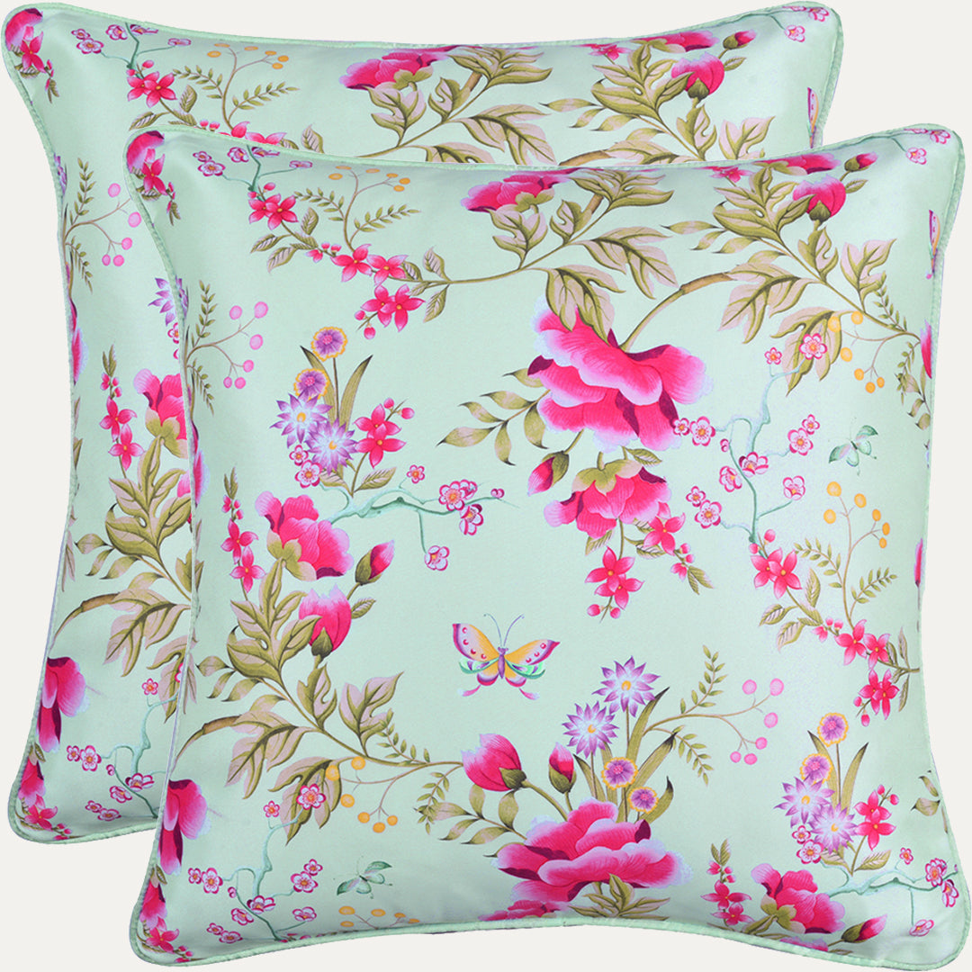 Floral Printed Throw Pillow Covers - 20 x 20 Inches - Decozen