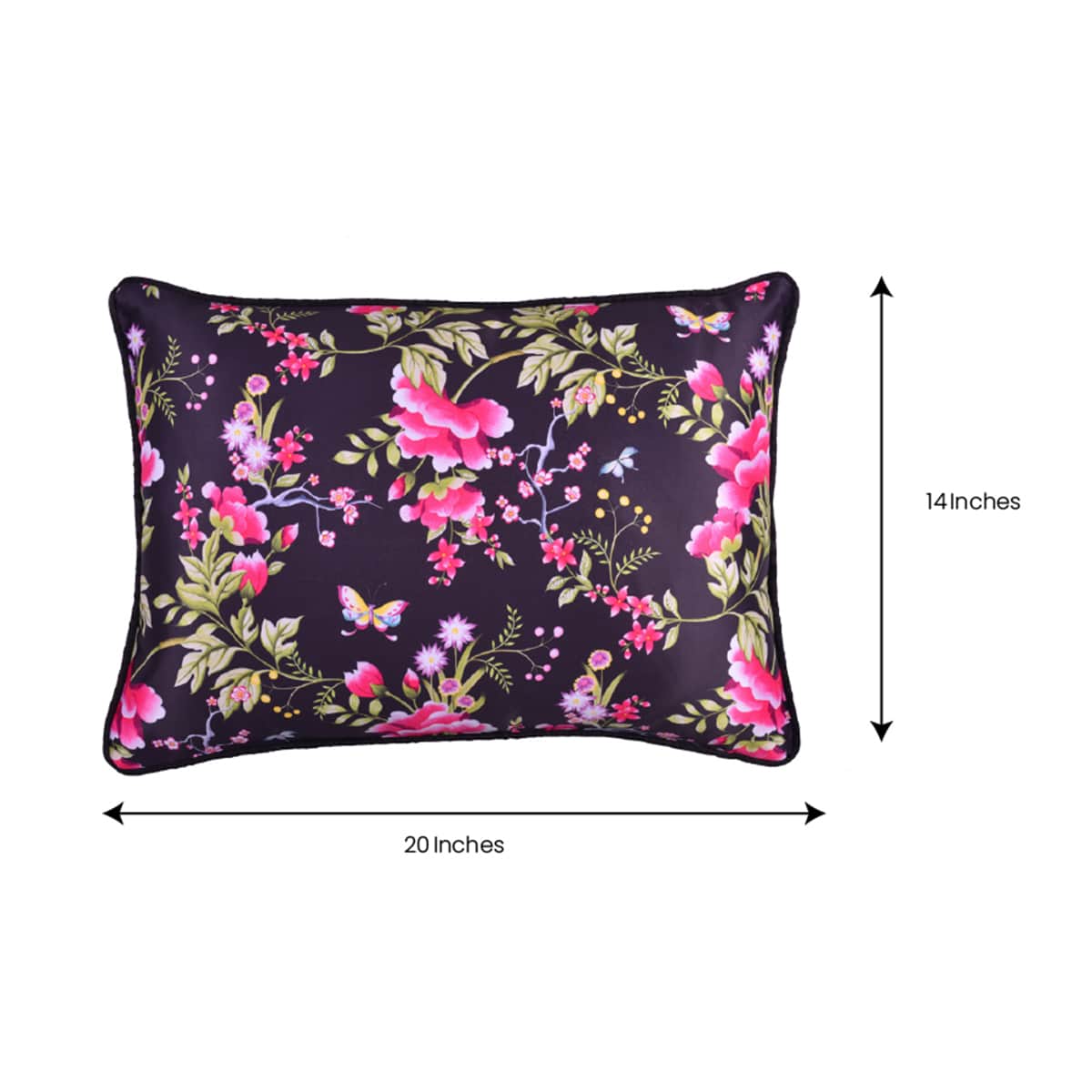 Floral printed throw pillow cover measuring 14 x 20 inches with colorful floral design, made by CC-9702-4.
