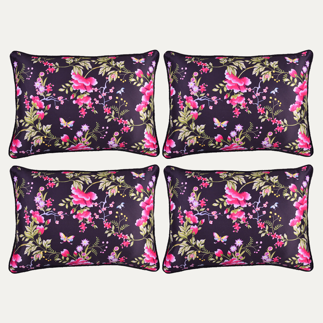 Floral printed throw pillow cover, 14 x 20 inches, soft fabric with vibrant flower pattern, designed for decorative throw pillows.