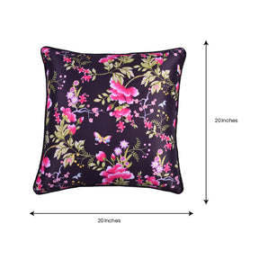Floral printed throw pillow cover in 20x20 inches, featuring vibrant flower designs on fabric for decorative cushions.