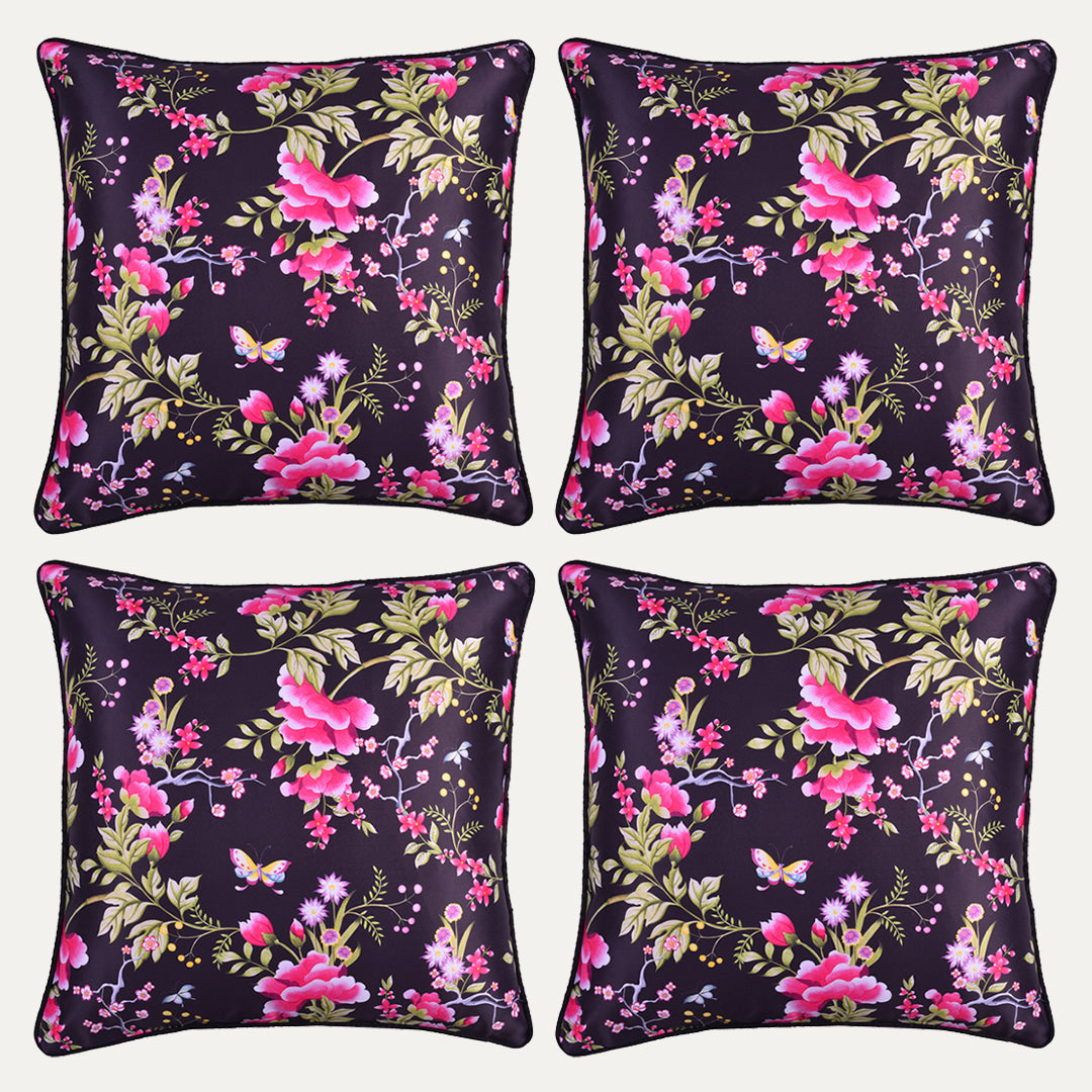 Floral printed throw pillow cover, 20x20 inches, by CC-9702-A-4, featuring vibrant floral design on fabric.