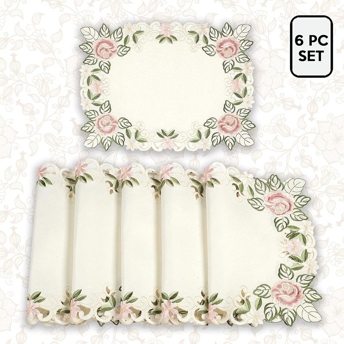 Placemats with European Embroidery - Set of 6 - Decozen
