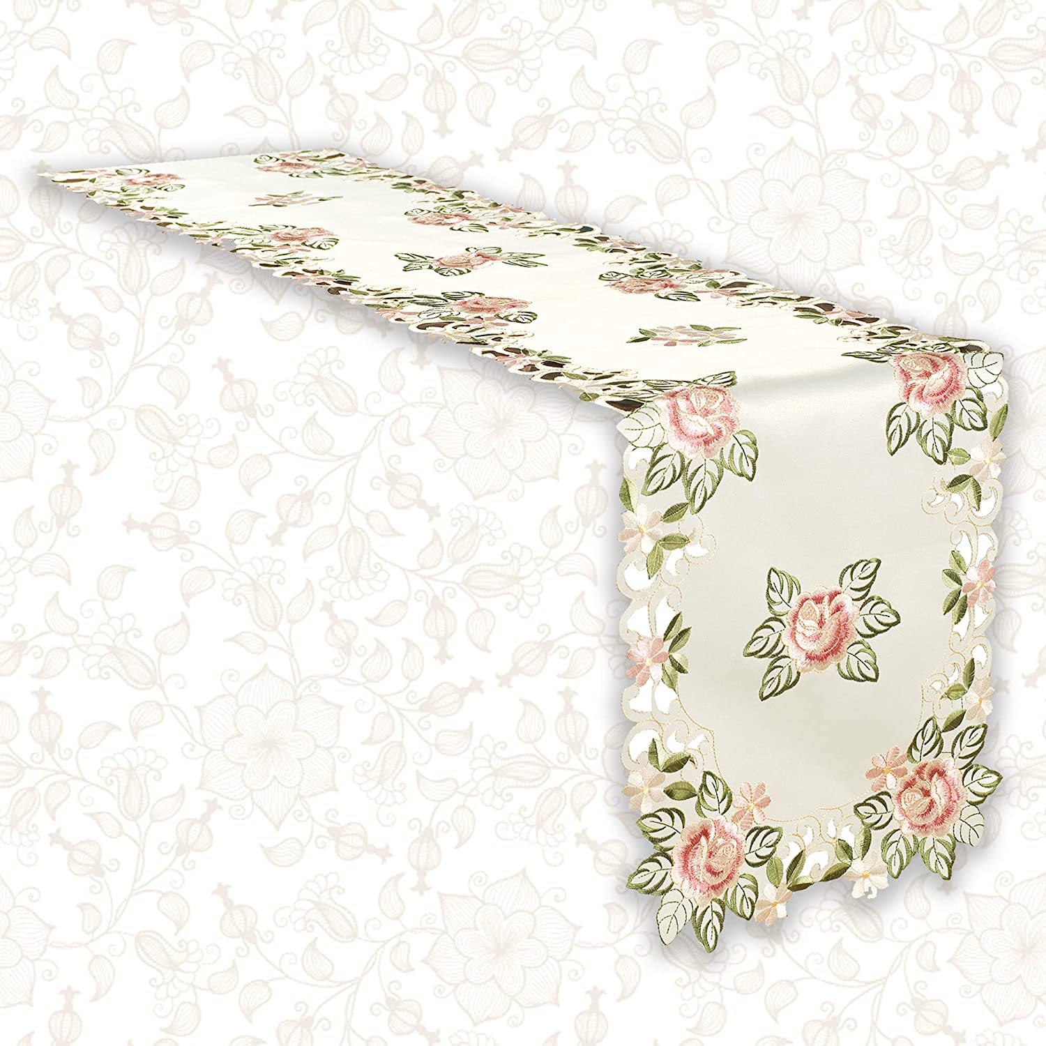 Table Runner with European Embroidery - The Bryton Collection - Decozen