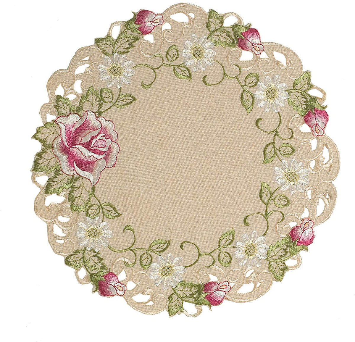 Round Linen Placemat Doilies - Set of 4 - Decozen