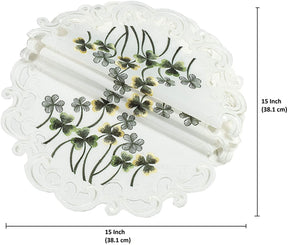 Ivory Round Lace Linen Doilies - The Clem Collection - Decozen
