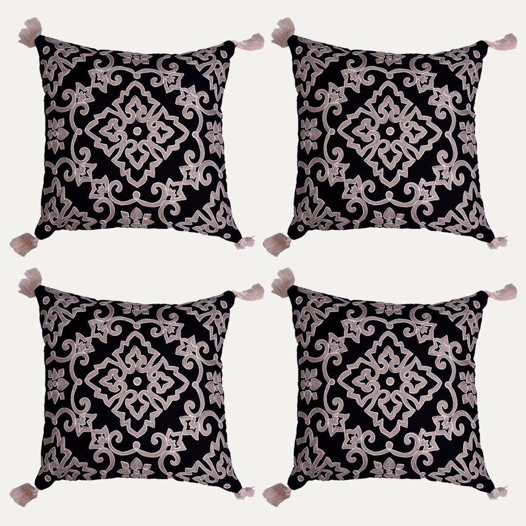Black and Beige Throw Pillow Covers - Set of 2 and 4, 18 x 18 inches - Decozen